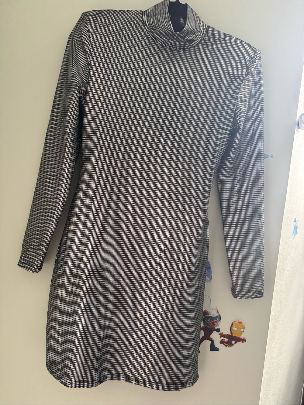 SHEIN Black and White Long Sleeve Turtleneck Dress